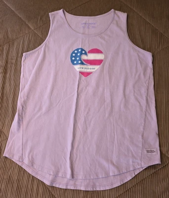 Camiseta sin mangas Life Is Good para mujer EE. UU. corazón lila talla XL Foto 1 de 4