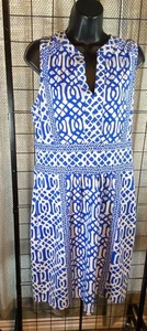 Vestido para mujer J. McLaughlin talla grande geométrico Lola elástico cremallera lateral azul - Imagen 1 de 5