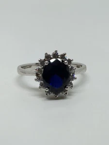 Stauer Sterling Silver 925 Blue Sapphire Engagement Ring Size 8 - Picture 1 of 10