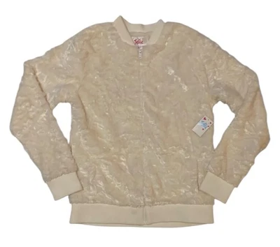 Giacca Justice Ragazza Avorio Bianco 16/18 Peluche Pelliccia Ecopelliccia Full Zip Tasche Caldo - Immagine 1 di 4