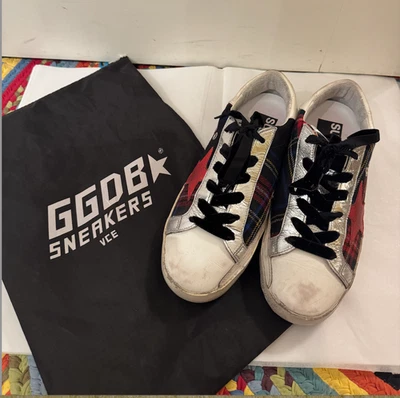 NBW Golden Goose Plaid kilt, silver, white, superstar sneakers leather size 6 - Image 1 of 4