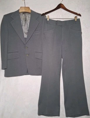 Academy Awards Mens Gray Single-Breasted Blazer & Pants 2 Piece Suit Size 38READ - Image 1 of 4
