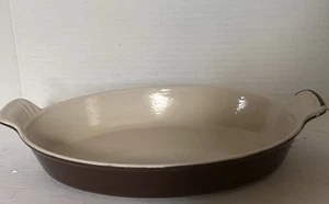Le Creuset Brown Oval Enameled Cast Iron Au Gratin Casserole Baking Dish #24 - Picture 1 of 14