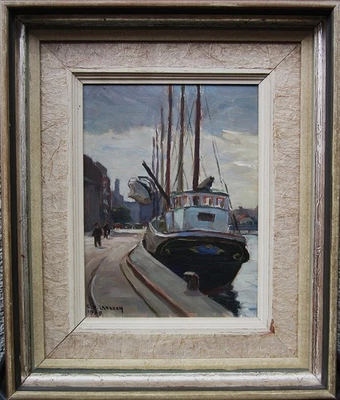 Carl Oscar Larsson 1887-1962, ankerndes Fischerboot, datiert 1949 - Bild 1 von 4