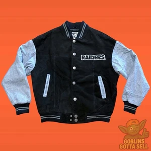 GIII Carl Banks Oakland Raiders Canvas Embroidered Bomber Black Silver M - Bild 1 von 6