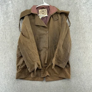 VTG Driza-Bone Jacket Mens 3 Brown Oilskin Wax Duster Saddle Ridding Coat 90s - Picture 1 of 7