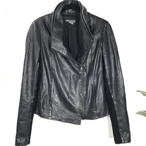 Chaqueta Vince para mujer 100 % cuero con cremallera vanguardista frente cruzado Rockabilly motociclista - Imagen 1 de 11
