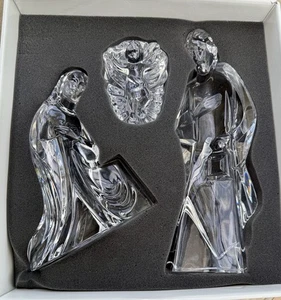 Mikasa Vintage GROSSE schwere Bleikristall 3-teilige Krippe Jesus Maria Josef Germany - Bild 1 von 11