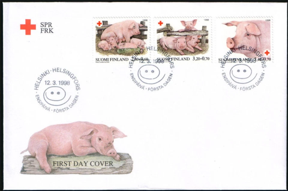 Finland FDC 1998, Red Cross, Pig Swine Hog, Mint - Image 1 of 1