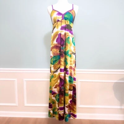 Vintage Y2K Babydoll Maxi Dress Women M Resort Luau Beach Stretch Boho Hippie - Image 1 of 4