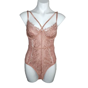 Charlotte Russe XL Bodysuit Blush Pink Mesh Lace Underwire Adjustable NWT - Picture 1 of 13
