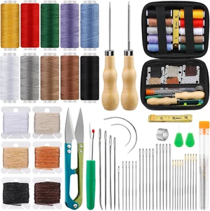 Tikjiua 59 Pcs Leather Sewing Kit Upholstery Needle for Hand Sewing, Heavy Duty - Picture 1 of 12