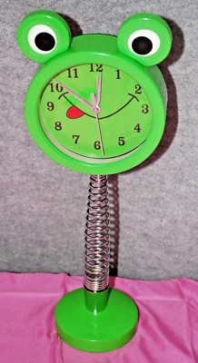 Frog Desk Alarm Clock  Quartz with Spring Body   17" Tall    S4520 - Image 1 of 4
