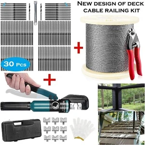 Edelstahl Drahtseil Kabel Geländer Kit Terrassengeländer Crimpzange Lag Schraube - Bild 1 von 14