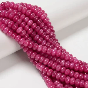 Fushia Color Dyed Jade Smooth Rondelle Beads Size 5x8mm 15.5'' Strand - Picture 1 of 2