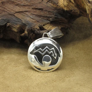 Sterling Silver Heartline Fetish Bear Pendant - Picture 1 of 4