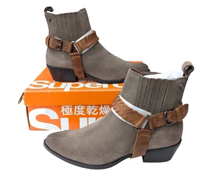 SUPERDRY Chelsea Boots CARTER Mink Brown Suede Womens Size UK 5 Removal Strap - Picture 1 of 22