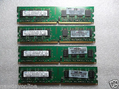 HP Samsung Desktop Memory 4GB (4x 1GB) PC2-5300U DDR2 667MHz DIMM M378T2953EZ3 - Image 1 of 4