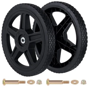 2 Pk 14" Push Lawn Mower Wheels for Most Standard push Lawn Mowers/Garden Tiller - Picture 1 of 8