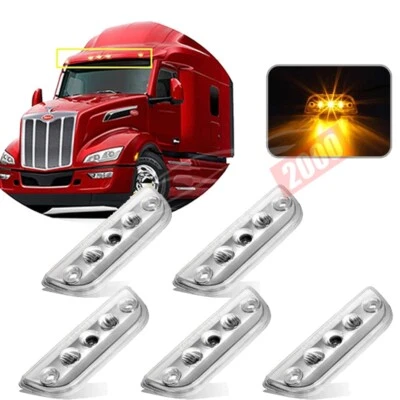 LED Cab Marker Light Amber For Kenworth T680 T770 T880 Peterbilt 579 Heavy Truck - Image 1 of 4