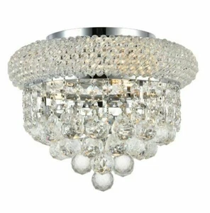 Crystal Flush Mount Chandelier 3 Light Fixture for Hallway Bedroom Bathroom 10" - Picture 1 of 11