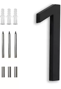 7" Modern House Floating Flush Mount Address Number 1 (Black Aluminum) - Picture 1 of 6