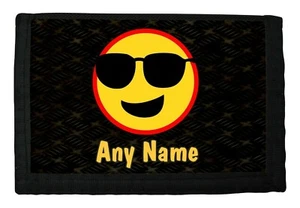 PERSONALISED COOL SUNGLASSES EMOTICON PRINT BOYS WALLET BIRTHDAY CHRISTMAS GIFT - Picture 1 of 3