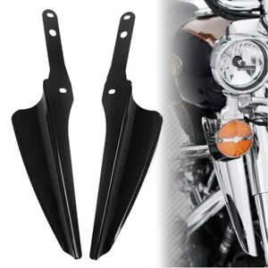 Black Front Fork Mount Wind Deflector Windshield For Harley Touring 1995-2023 - Picture 1 of 10