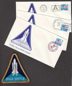 1988 Space Shuttle Flight Readiness Firing, 3 Stempeltypen & gestickter Aufnäher - Bild 1 von 3