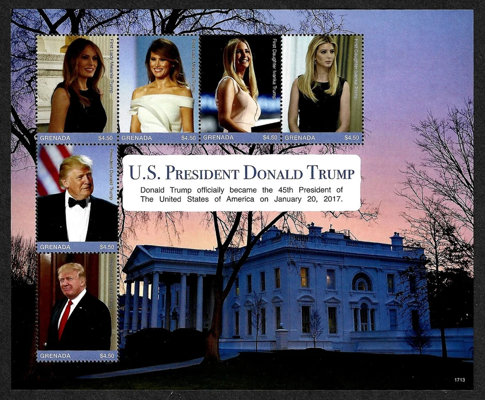 GRENADA, YEAR 2017 MNH SHEET - USA PRESIDENT DONALD TRUMP, MILANA and IVANKA - Image 1 of 1