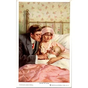 LOVE IS LIFE - Original Antique Artist Signed Postcard - Alonzo Kimball - Family - Picture 1 of 2