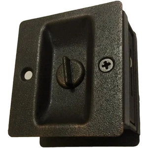 Rustic Oil Rubbed Bronze Sandcast Style Pocket Door Privacy Lock Bed & Bath - Picture 1 of 2