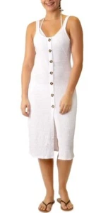 Miken BRIGHT WHITE Juniors' Adjustable Button-Front Swim Cover-up, US X-Small - Picture 1 of 1