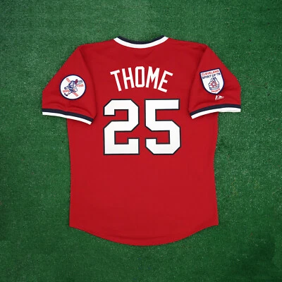 Jim Thome 1976 Cleveland Indians Cooperstown Men's Red Jersey w/ Patch - Image 1 of 4