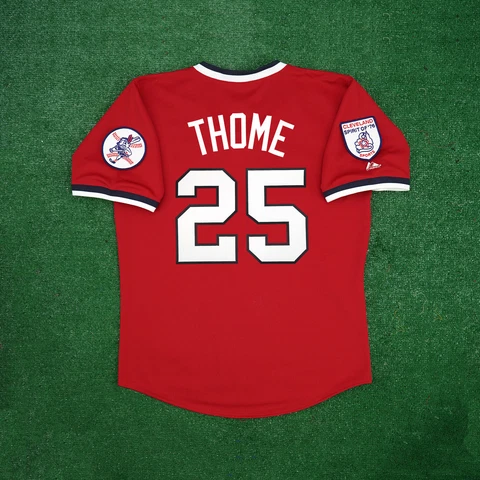 Jim Thome 1976 Cleveland Indians Cooperstown Men's Red Jersey w/ Patch Cover