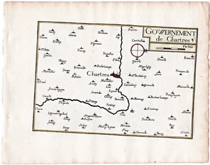 1634 Nicolas Tassin Antique Map Chartres, Le Coudray, Morancez, Thivars, France - Picture 1 of 1