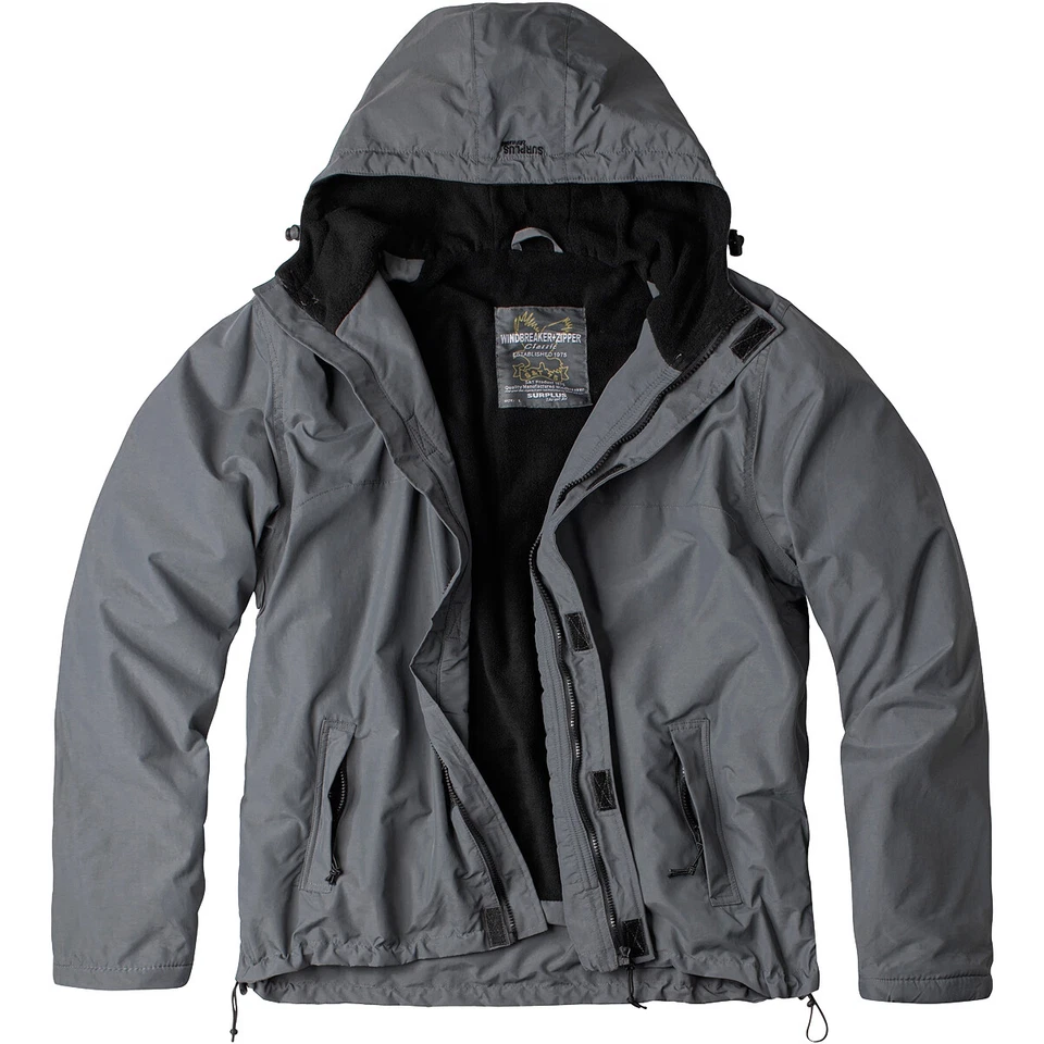 Chaqueta cortavientos excedente cremallera repelente al agua capucha para hombre exterior gris anorak Foto 1 de 1
