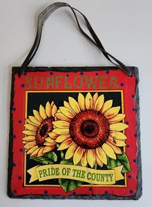 Girasole Orgoglio della Contea Appendiabiti da Parete Pietra Arte Decorazione 8" x 8" Cucina Fattoria - Foto 1 di 2