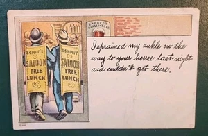 Antique Post Card - "I SPRAINED MY ANKLE ON THE WAY..." - 3.5"x 5.5" - 1907-1919 - Picture 1 of 4