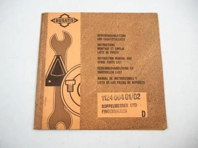 Busatis BM1124 Mähwerk für Deutz Betriebsanleitung Ersatzteilliste ca. 1977 - Bild 1 von 3