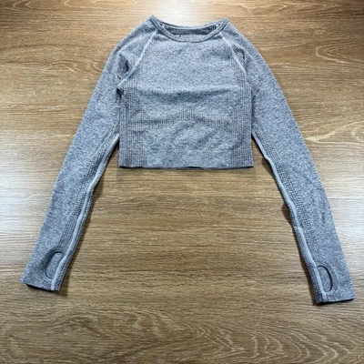 Top corto ROSA Victoria’s Secret sin costuras para mujer XS gris manga larga Foto 1 de 4