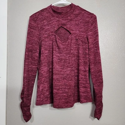 Maurice's Rojo Cuello Simulado Manga Larga Pullover Top Blusa Camisa Suéter Talla M Foto 1 de 4