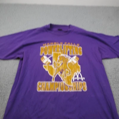 Винтажная мужская рубашка для пауэрлифтинга Marble Falls XL фиолетовая с коротким рукавом 50/50 - Изображение 1 из 4