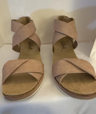 Sandalia LifeStride Zoom para mujer talla 10 M plataforma rubor bandas entrecruzadas cremallera trasera Foto 1 de 4