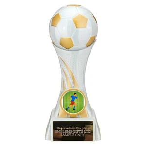 Footballer Football Award 160mm White Trophy Attack Strike Engraved Free - Picture 1 of 2