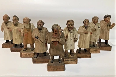 Lote de nueve estatuillas antiguas de médico de madera talladas a mano Jaschke Pretzl ALEMANIA Foto 1 de 4