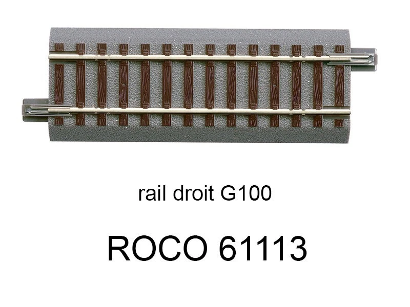 ROCO Rail droit G100 100 mm voie Geoline HO - ROCO 61113 - Photo 1/1
