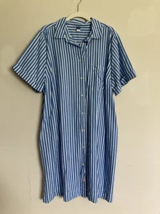 Old Navy 2024 Shirtdress Striped XL TALL Blue White Cotton Short Sleeve - Picture 1 of 8