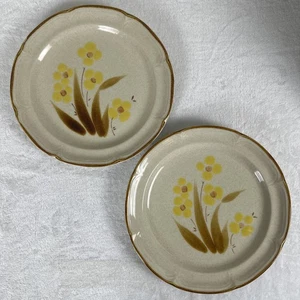 (2) Classics by Hearthside Wellington Speiseteller 10,5 Zoll, gelb Blumen braun - Bild 1 von 6