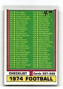 1974 Topps Football Card Checklist 397-528 Unmarked #498 NFL - Picture 1 of 2